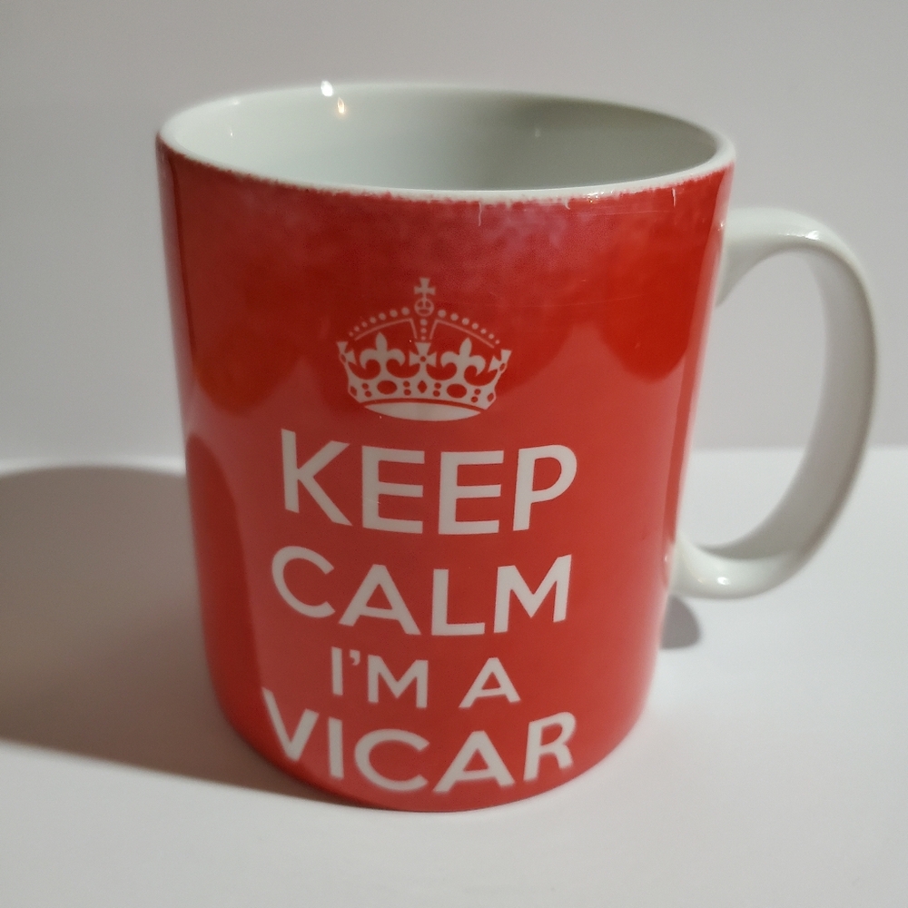 Red And White Mug With Keep Calm I'm A Vicar Design